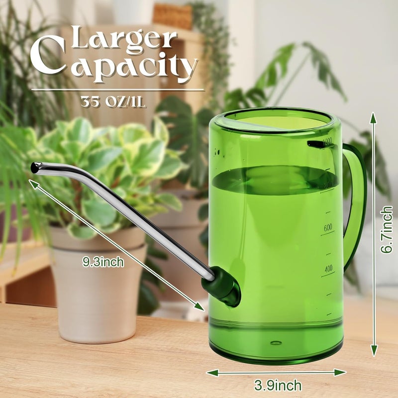 VKPLITE Plastic Watering Can - with Long Spout - 1/4 Gallon - 34 Oz - Green - Image 2